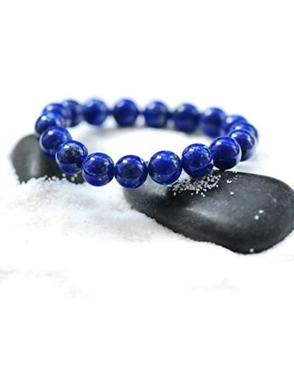 Handmade Crystal Agate & Lapis Lazuli Bead Stretch Bracelet - Gemstone